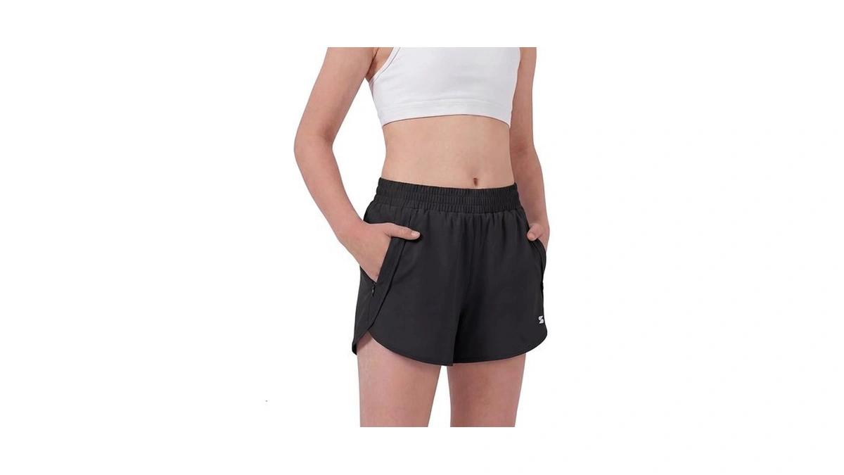 Stelle Girls Athletic Shorts With Zipper Pockets Elastic Waist Running