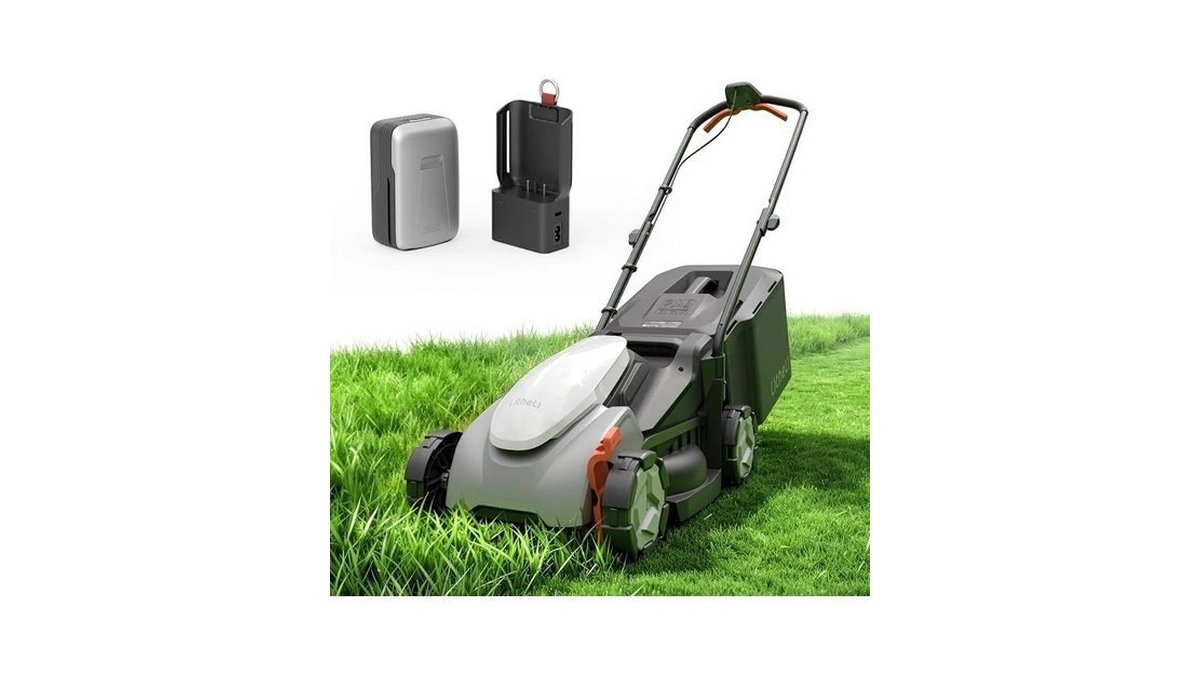 Litheli 14 Inch Cordless Lawn Mower, Lightweight Push Mower With