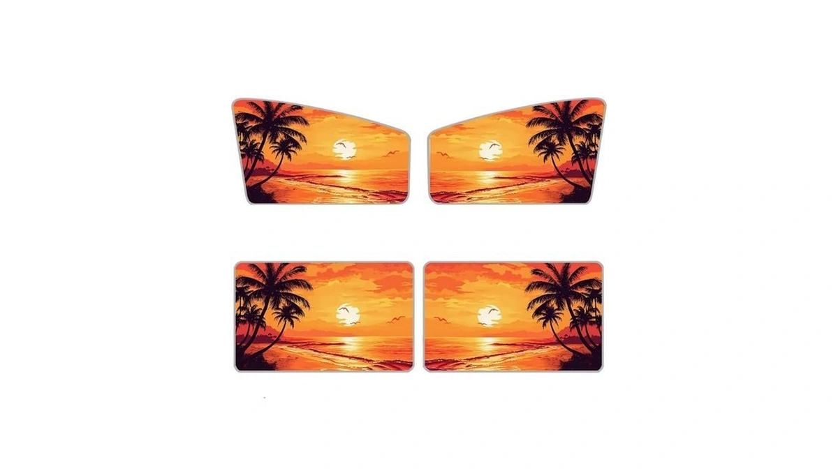 Huisefor Palm Tree Side Automotive Window Sunshades 4 Pack Yellow