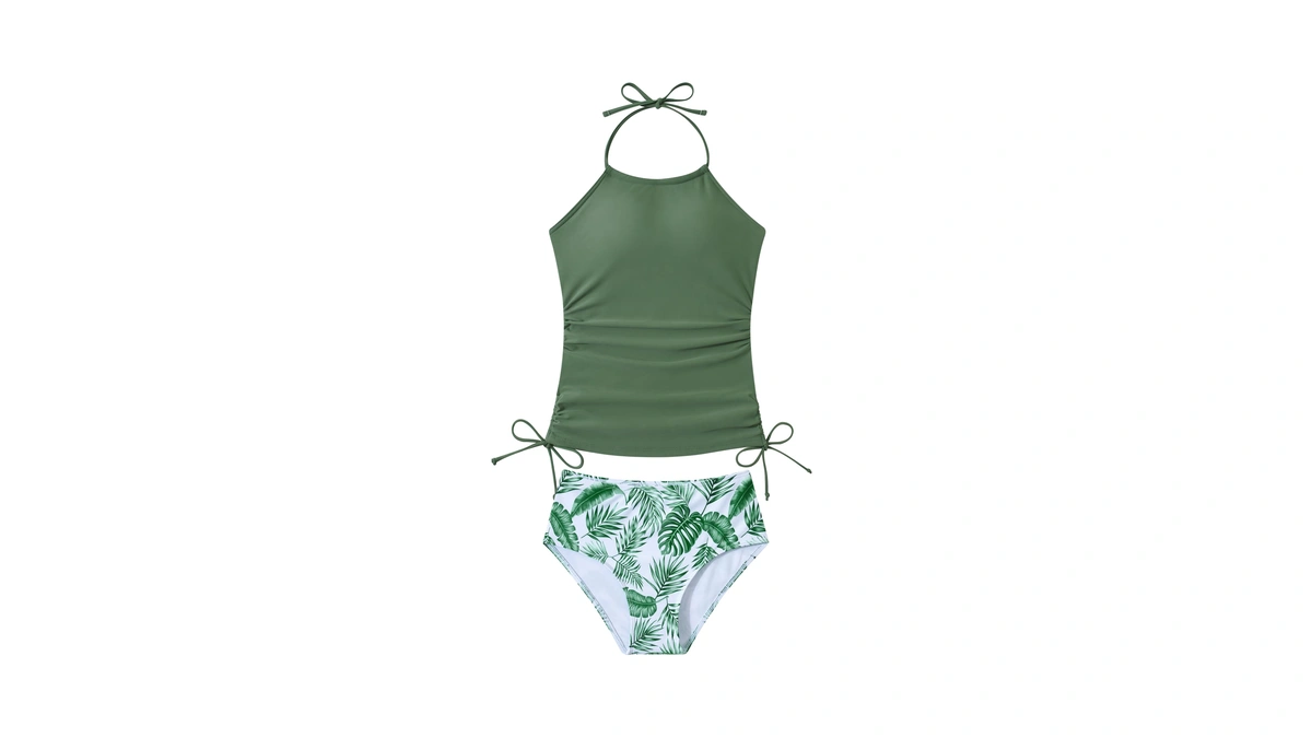 Tankinis For Girls Girls Swimsuits Green Tropical Leaf Bathing Suit
