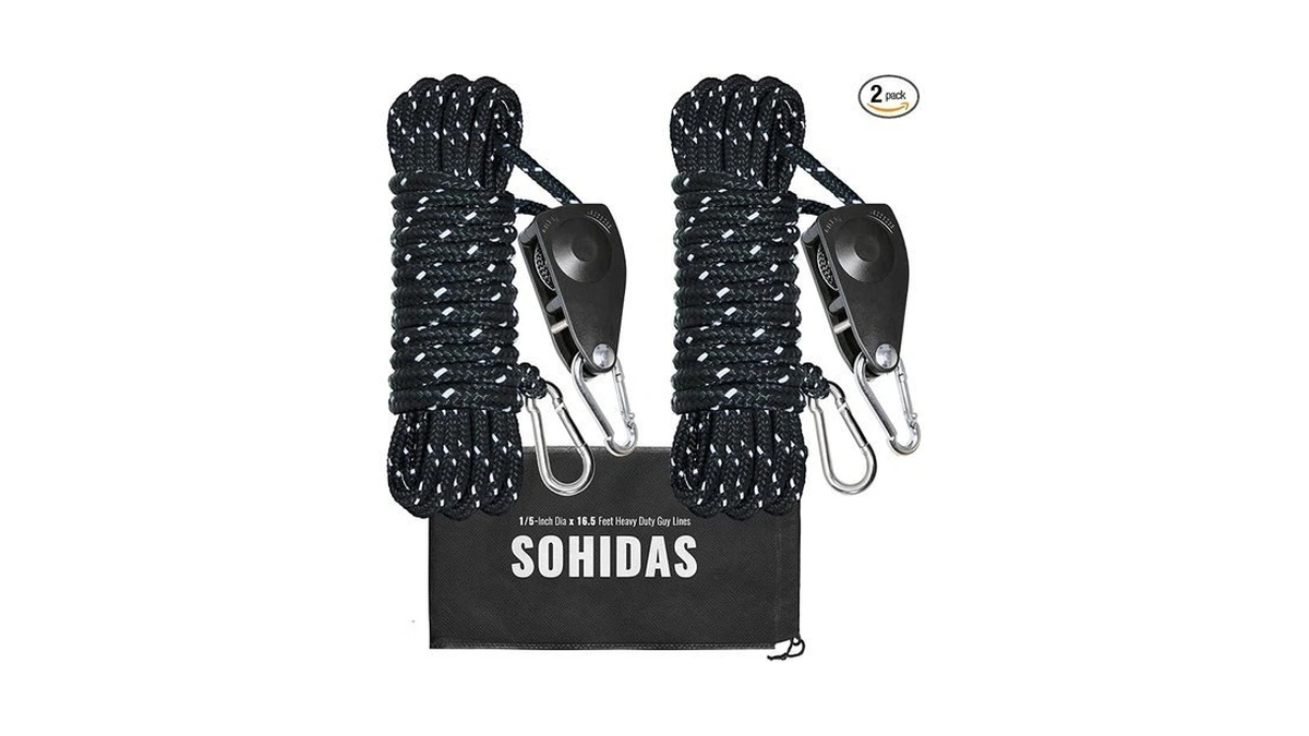 Sohidas Camping Rope Reflective Tent Rope Guyline With Ratchet Pulley,