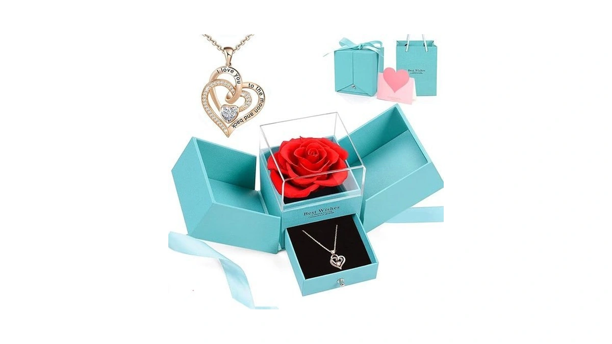 Joachio Mom Gifts, Preserved Rose Box With Heart Necklace,gift Box