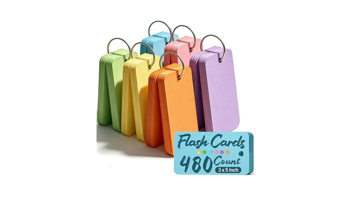 Koogel Index Cards With Ring For Studying, 480 Pcs, 3x5