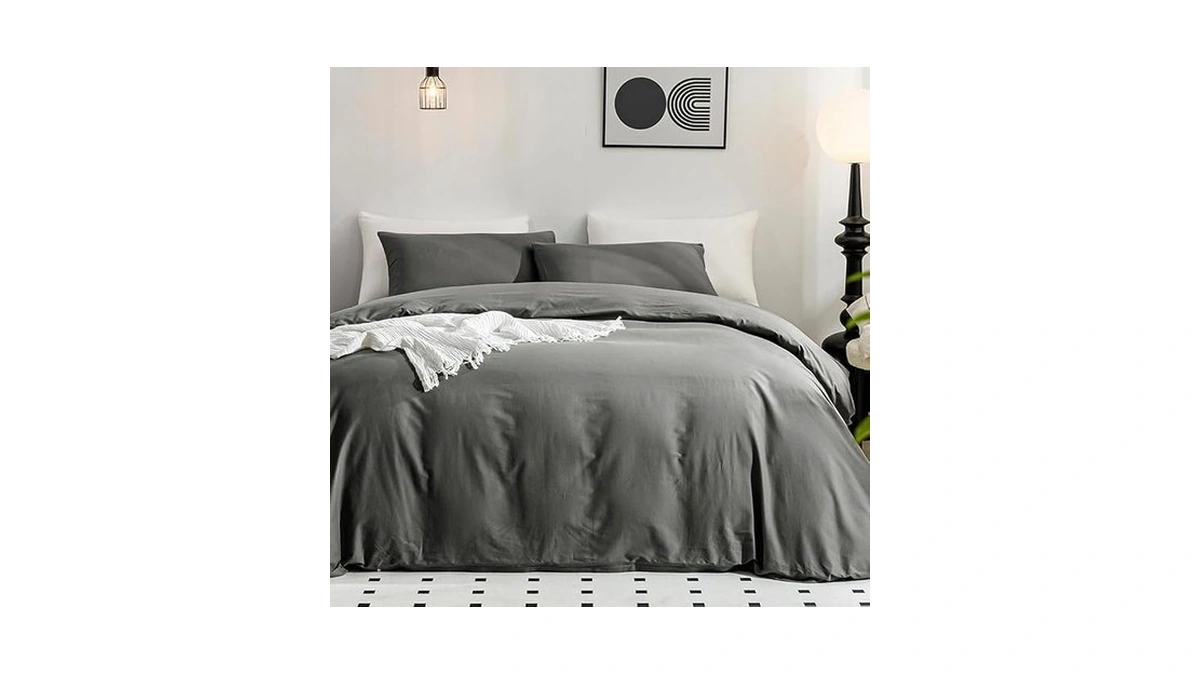 Jellymoni Gray Duvet Cover Full Size - 100% Washed Cotton