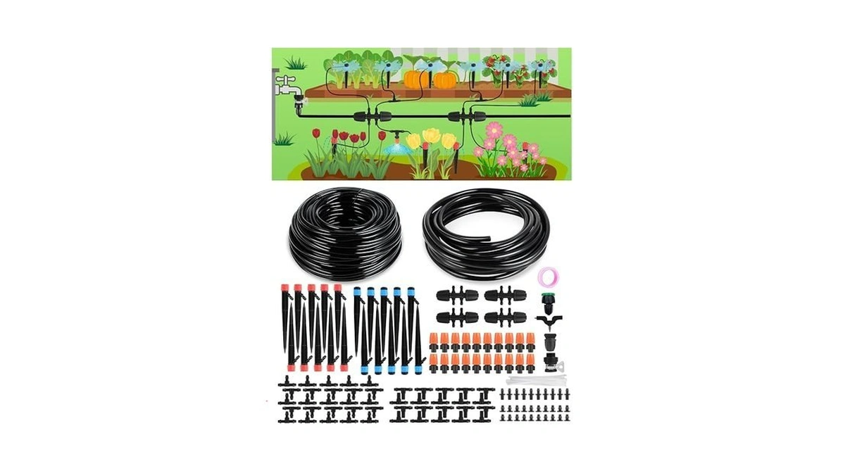 Drip Irrigation System For Watering Garden: 230ft Misting Sprinkler Diy