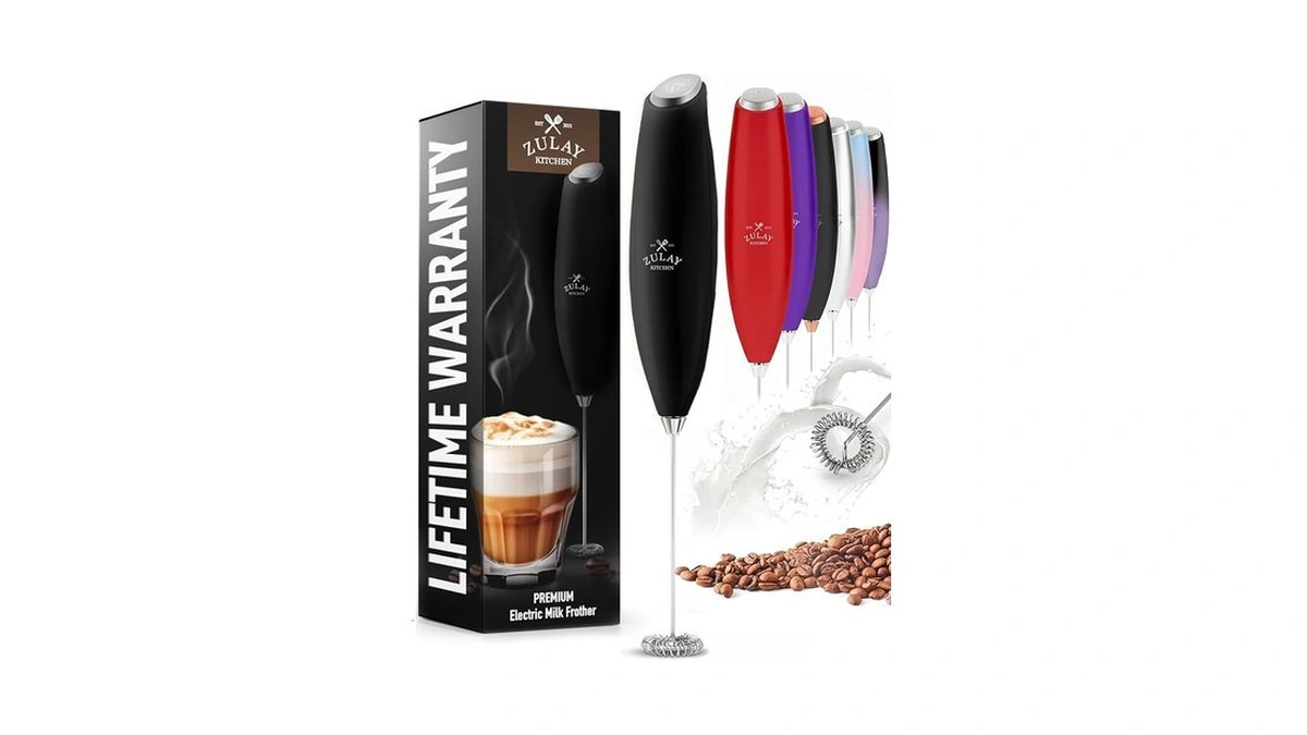 Zulay Kitchen Milk Frother Handheld Electric Whisk – Frother Wand,