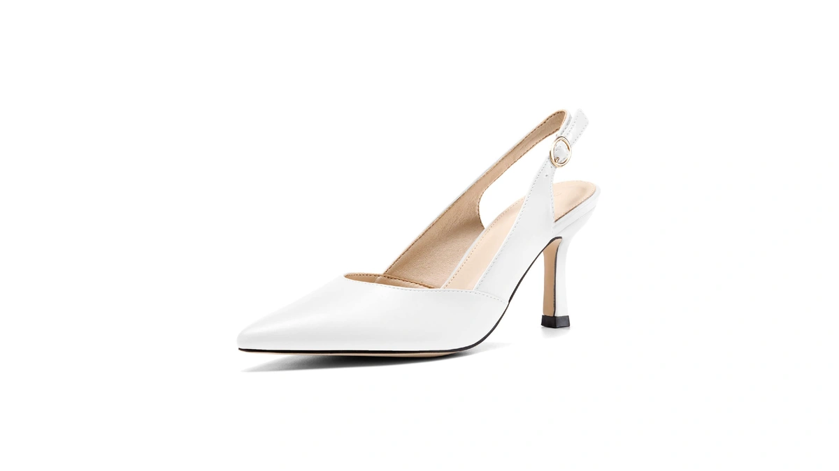 Rilista Women's Slingback Kitten Heels Closed Pointed Toe Backless Wedding