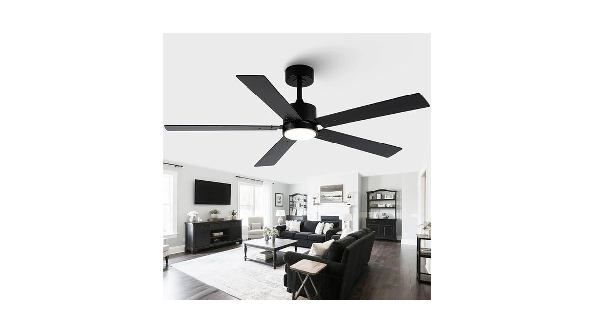Vaczon Black Ceiling Fans With Lights, 52 Inch Modern Ceiling