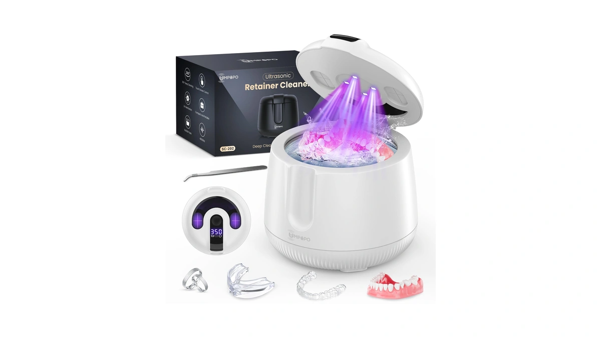 Umpopo Ultrasonic Retainer Cleaner Machine 48khz, Dental Cleaning Pod, Ultrasonic