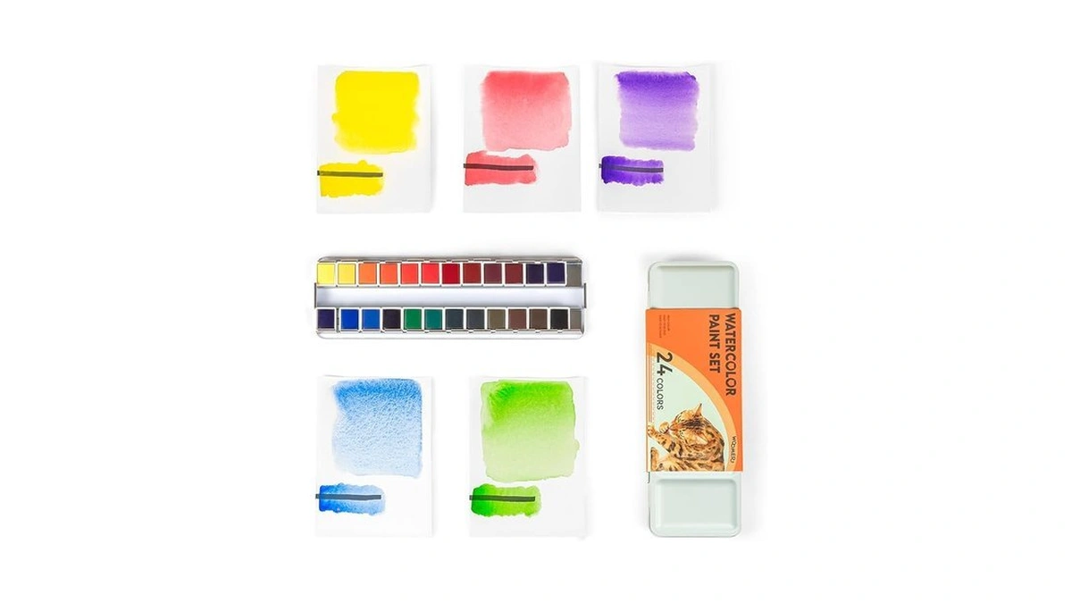 Woomer 24 Colors Watercolor Paint Set, Intermediate Watercolor With Smooth