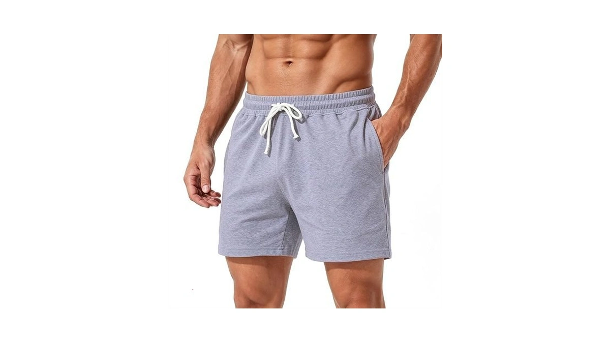 Jeixopu Mens 5" Athletic Workout Shorts Cotton Casual Shorts Elastic