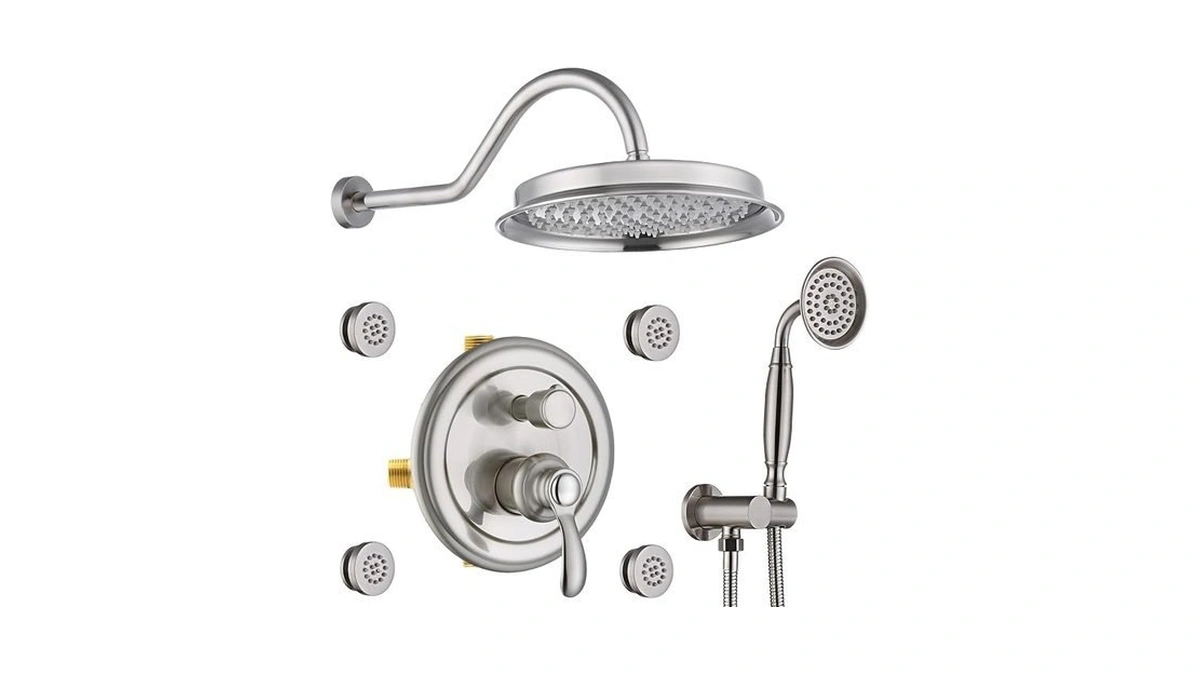 Homekicen Antique Shower Faucet-sets Fixtures: 9 Inch Wall Rain Head