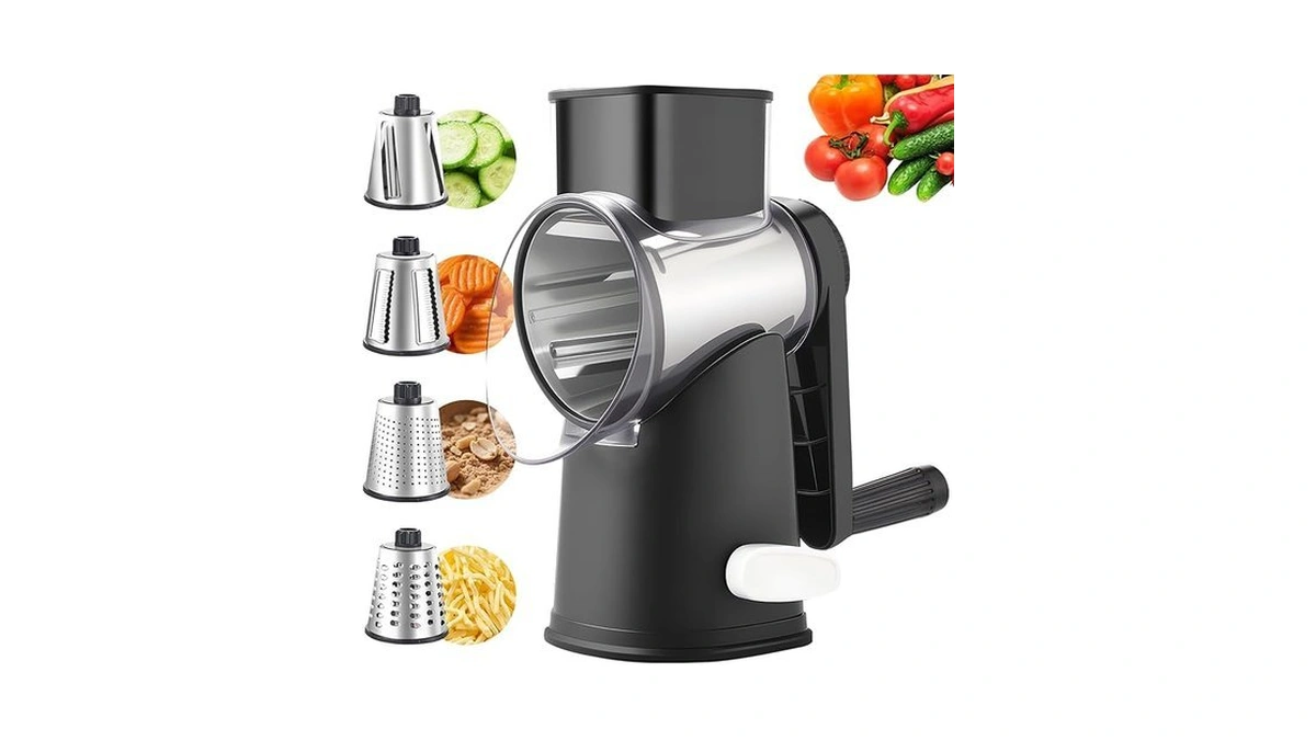 Weltonhm Rotary Cheese Graters With 4 Blades, Hand Crank Cheese