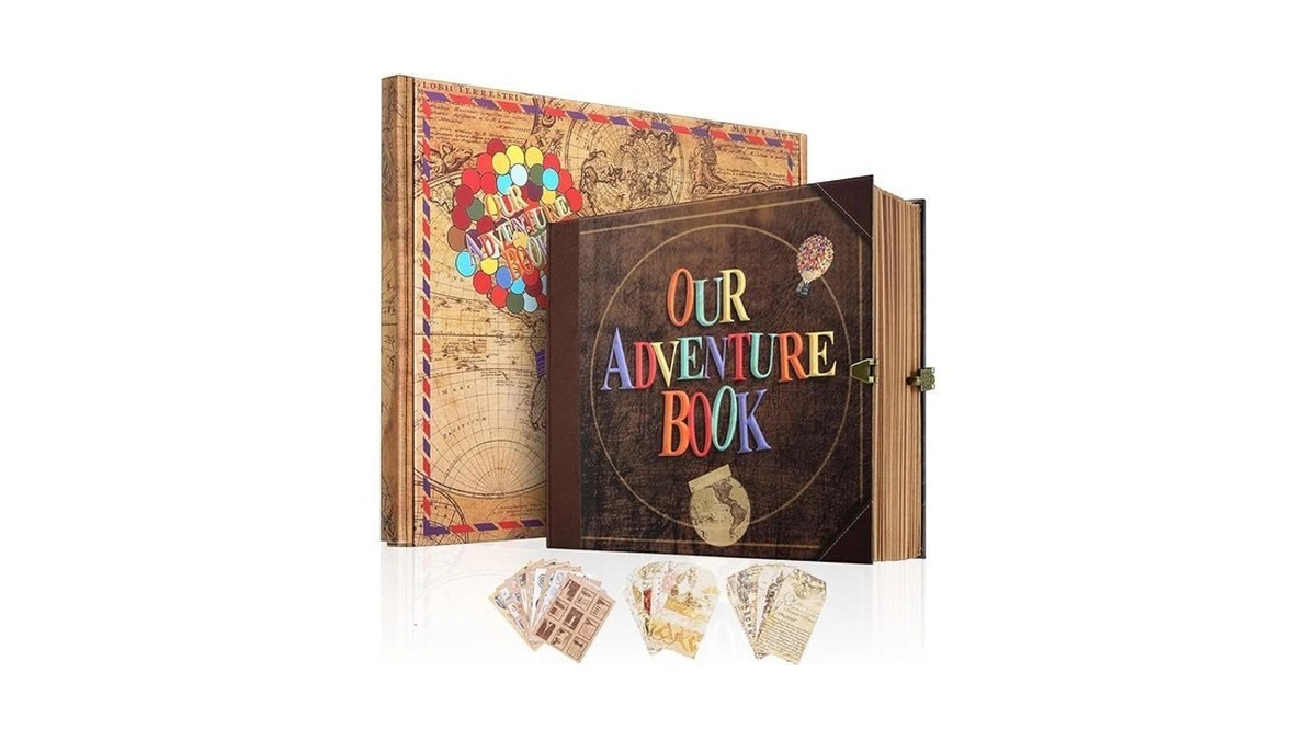Aipasa Our Adventure Book Scrapbook Photo Album 146-page, Retro Embossed