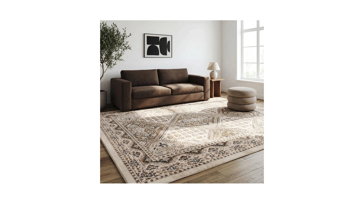 Nuloom 9x12 Becca Traditional Tiled Area Rug, Beige, Faded Transitional