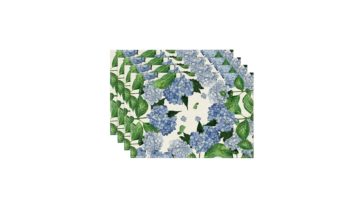 Artoid Mode Watercolor Hydrangea Placemats For Dining Table, 12 X
