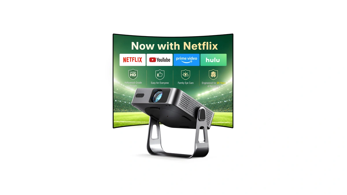 【officially-licensed App & Native 1080p】thinnest 1.81" Smart Mini Slide Projector