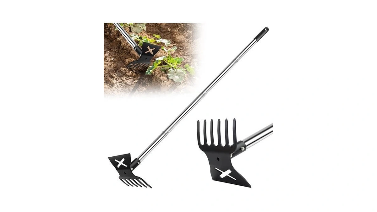 2 In 1 Garden Hoe For Weeding With Cultivator Rake,