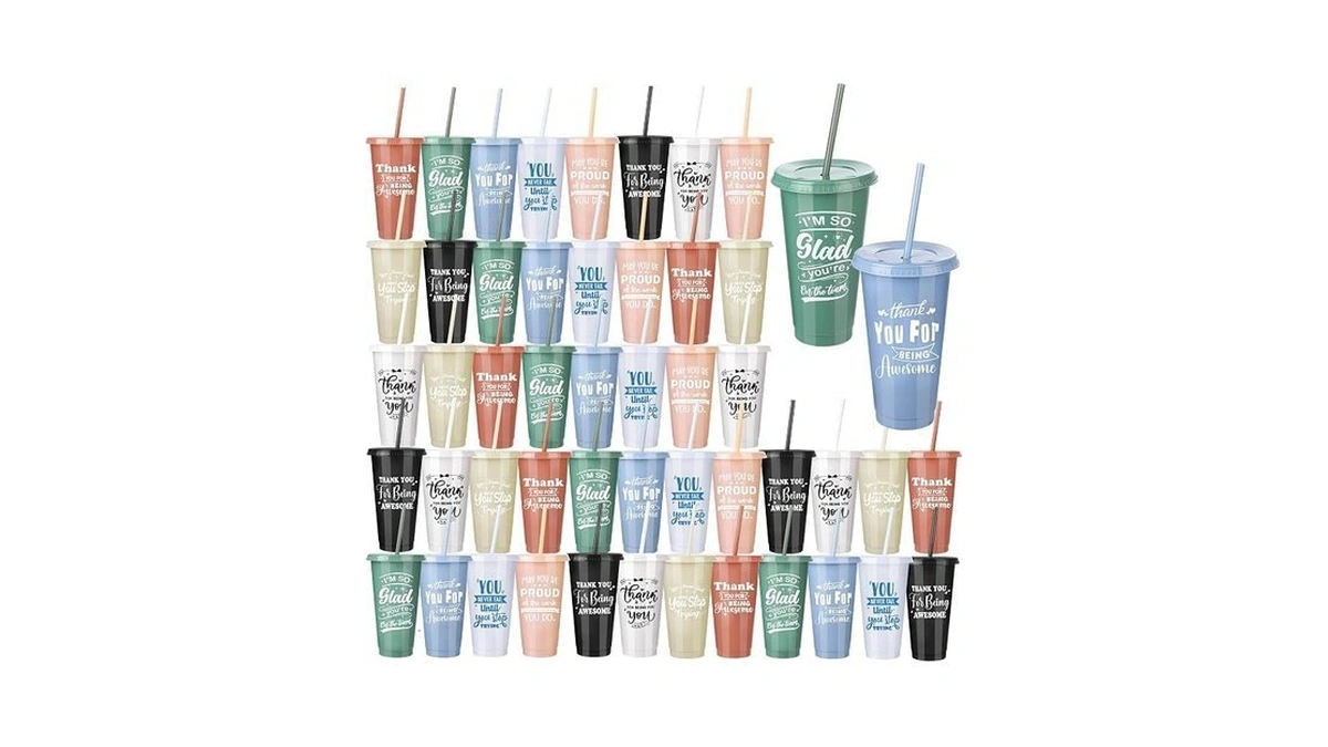 Kochorie 48 Pieces Thank You Cups 24 Oz Inspirational Plastic