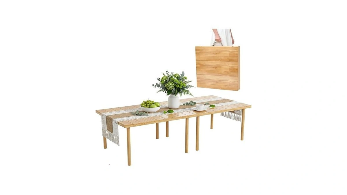 Upgraded Mini Low Wooden Folding Picnic Table With 8-legs, Thick