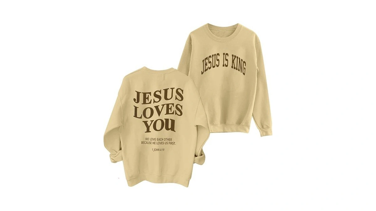 Astanfy Christian Sweatshirt Women Jesus Loves You Hoodie Jesus Is