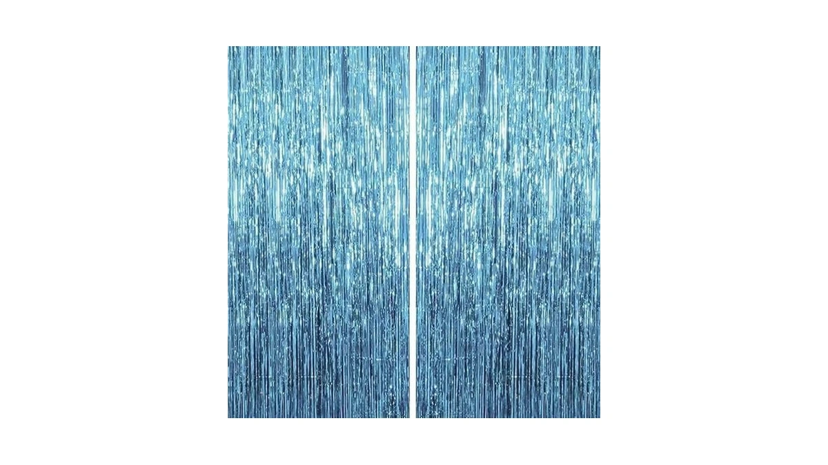 2 Pack Tinsel Foil Fringe Curtains Backdrop 3.3ft X 6.6ft