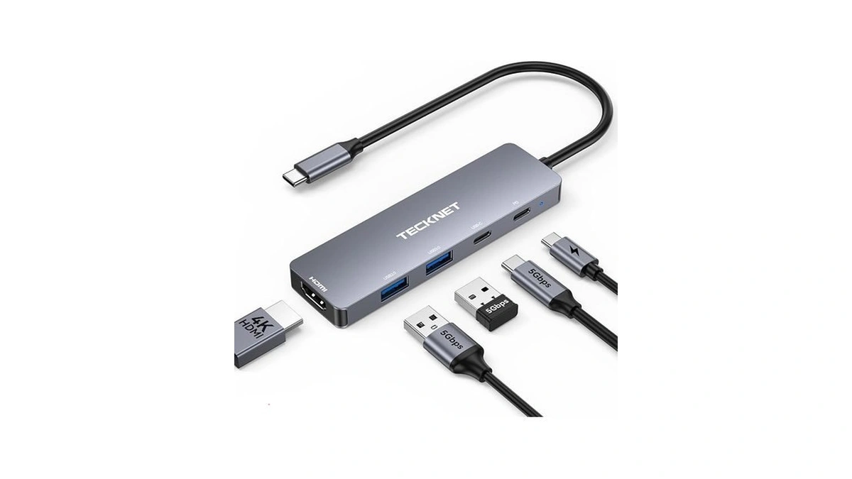 Tecknet Usb C Hub 4k@60hz, 5-in-1 Usbc To Hdmi Adapter