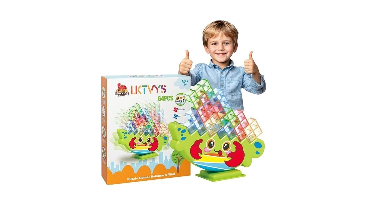 Lktvys 64pcs Crab Stacking Blocks – Montessori Balance Game Toy