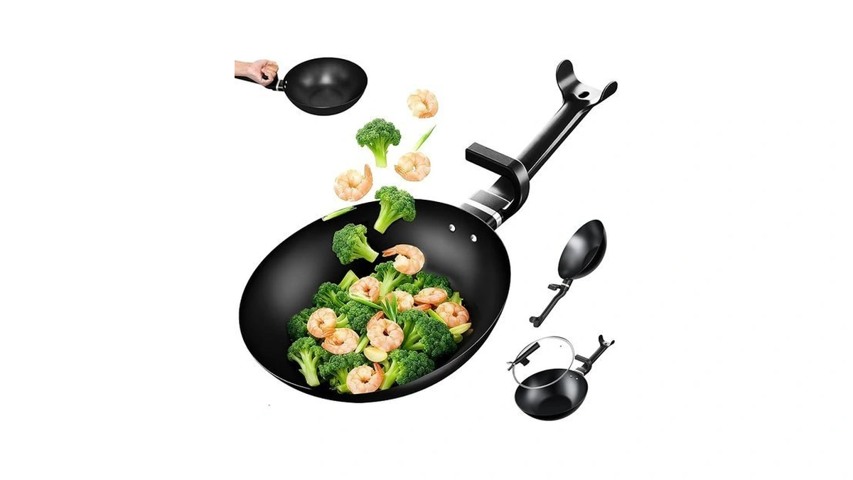Kalaww Carbon Steel Wok Pan, Non-stick Sauté Pan Nitriding Process,13