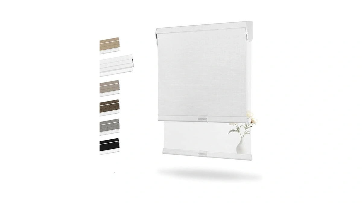 Boolegon Dual Roller Shades, Cordless Double Window Shades Blackout And