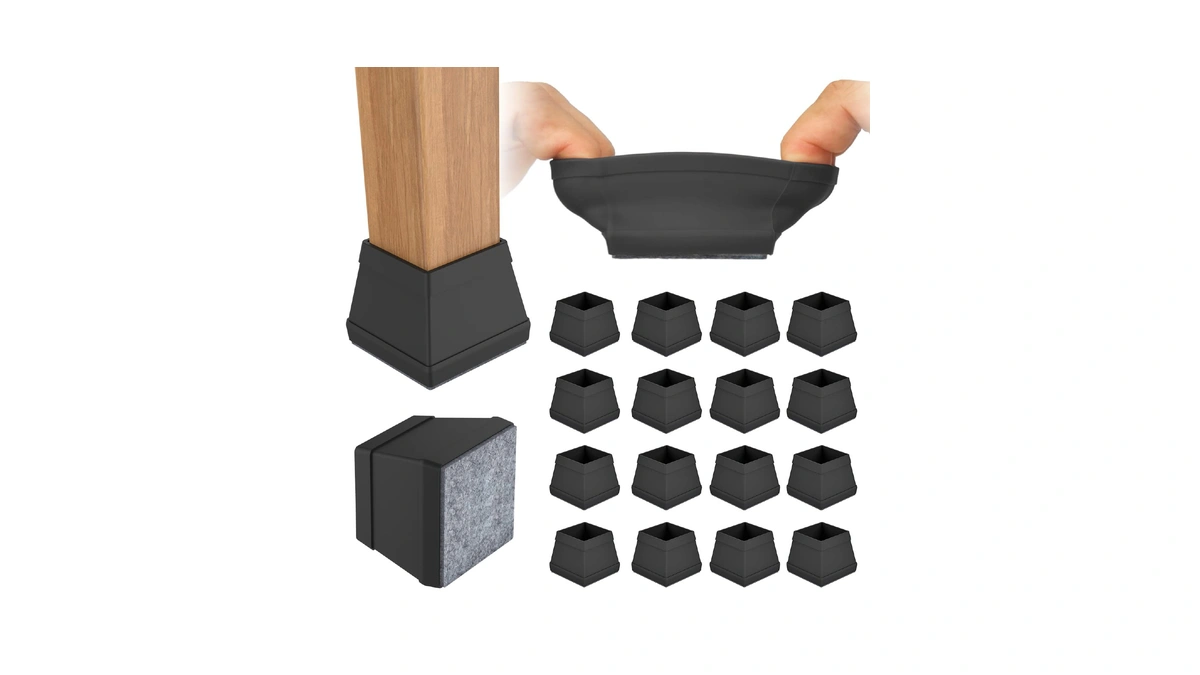 16 Pcs Square Chair Leg Floor Protector, Silicone Chair Leg