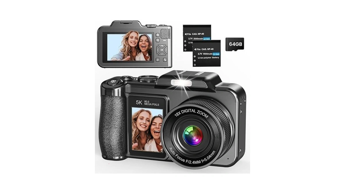 Digital Camera, 5k 80mp 3.5"+2" Dual Screen Cameras For Photography
