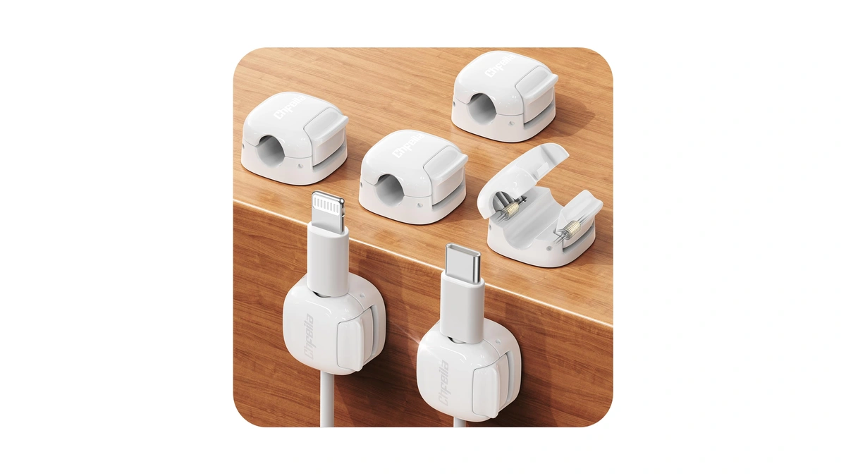 6pack Cord Organizer, Spring Cable Clips [1s Lock] Cord Holder