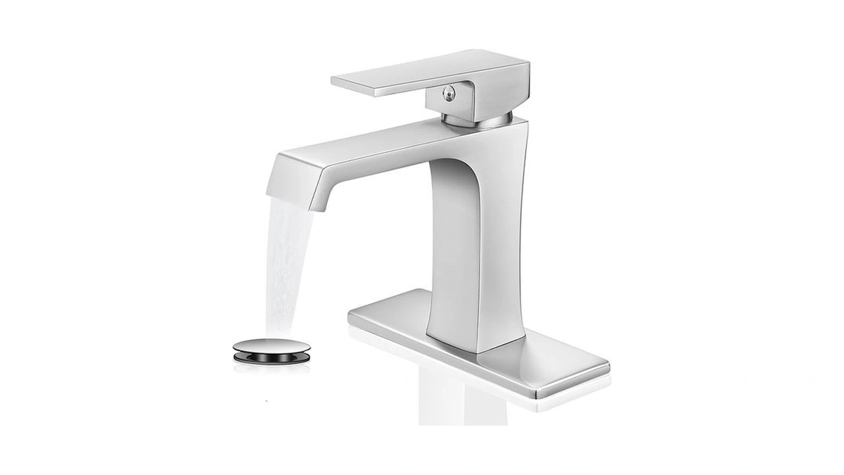 Yeualuqan Waterfall Bathroom Faucet Brushed Nickel Bathroom Sink Faucet, Modern