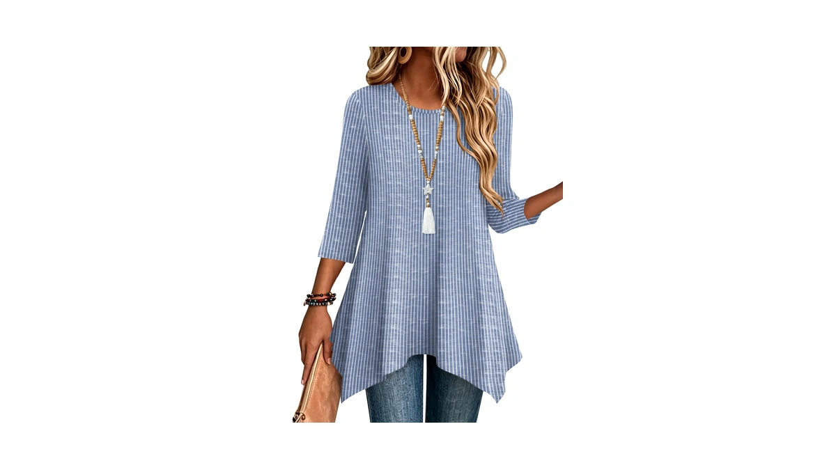Zeagoo Summer Clothes For Women 3/4 Sleeve Dressy Casual Striped
