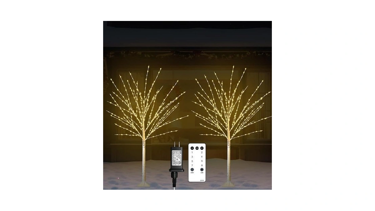 2pack 4ft Lighted Birch Tree With 400 Led Warm White