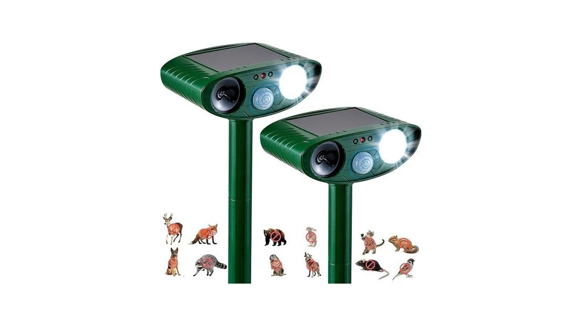 2 Pack Solar Animal Repeller For Raccoons, Deer & Squirrels