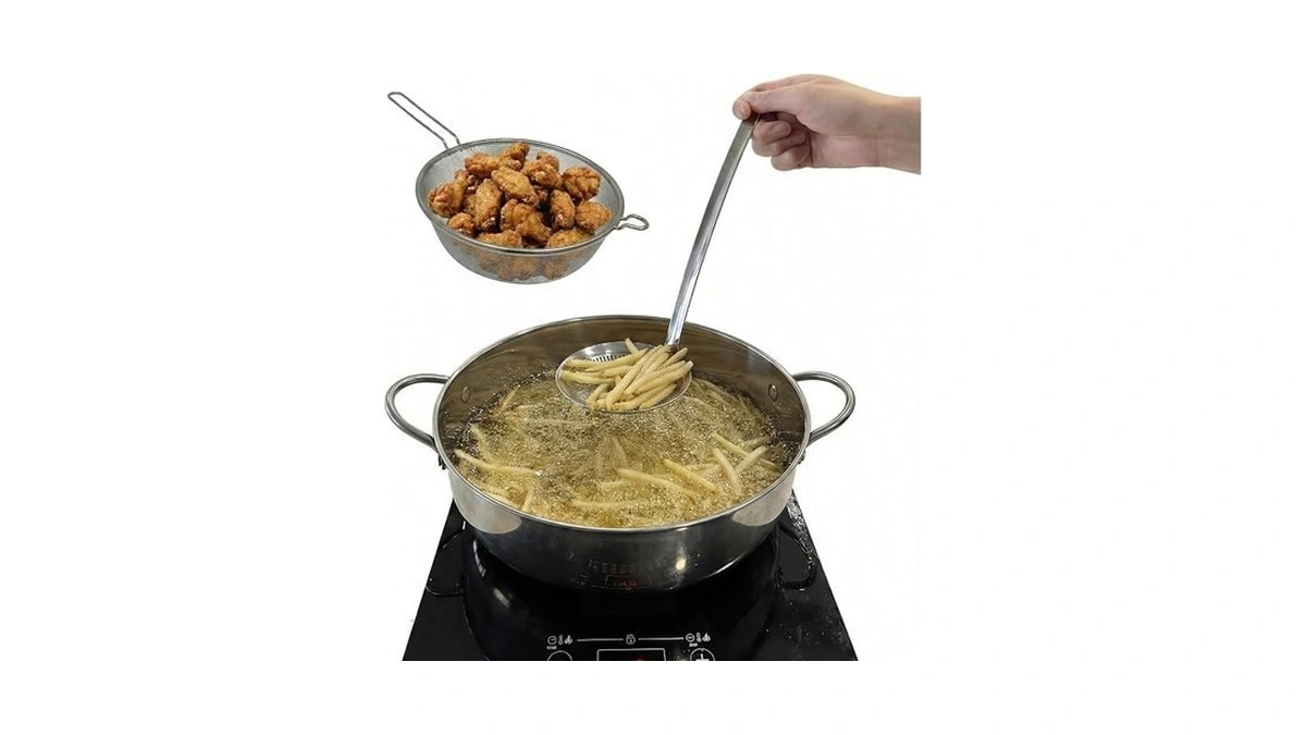 Saltlas 4.4qt/4.2l Deep Fryer Pot With Basket And Strainer Spoon,