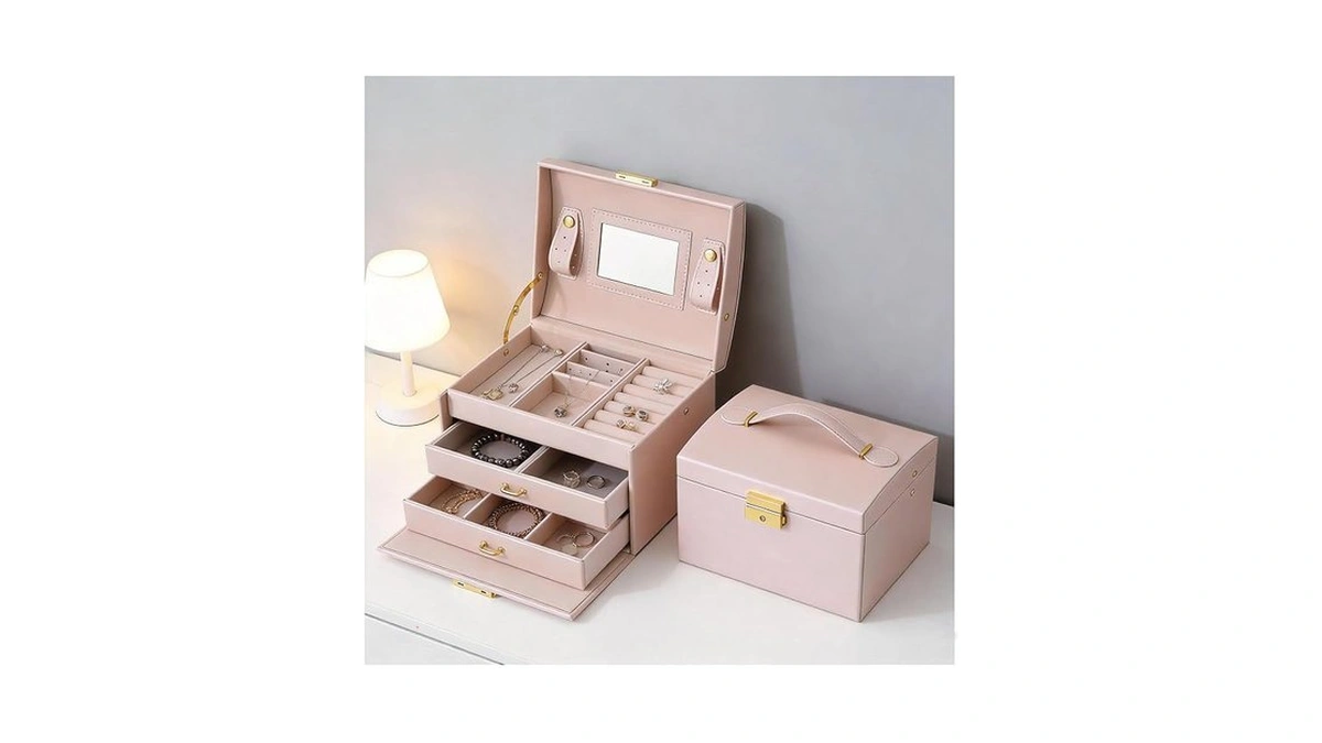 Braloxane Advanced 3-layer Jewelry Box, Lockable Storage Box With Mirror,