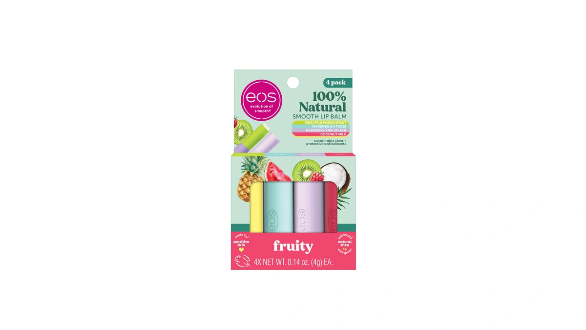 Eos 100% Natural Lip Balms- Coconut Milk, Pineapple Passionfruit, Watermelon