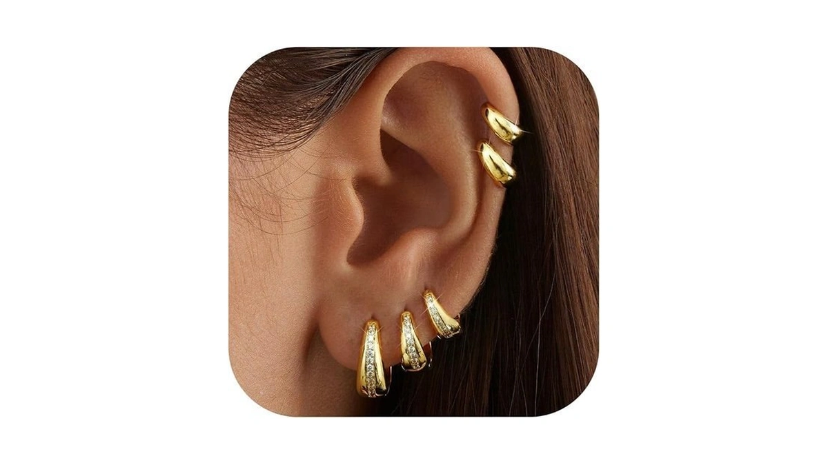 Sailimue 5 Pairs Small Hoop Earrings For Women Trendy 14k