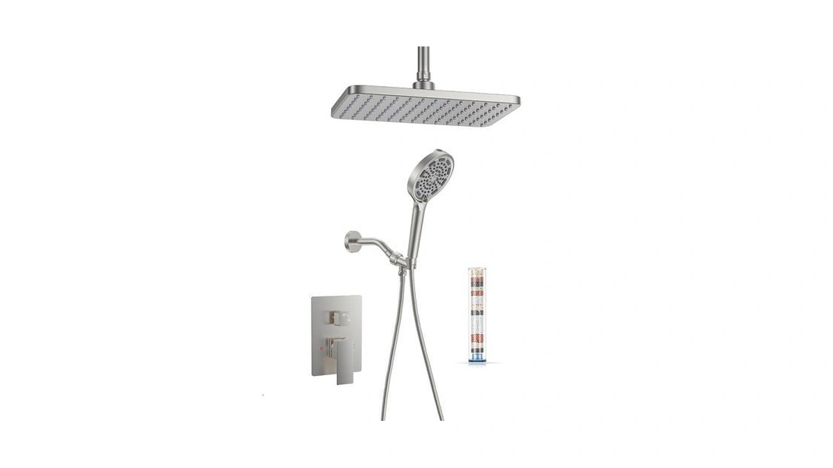 11" Brushed Nickel Rainfall Shower System – Complete Spa Faucet