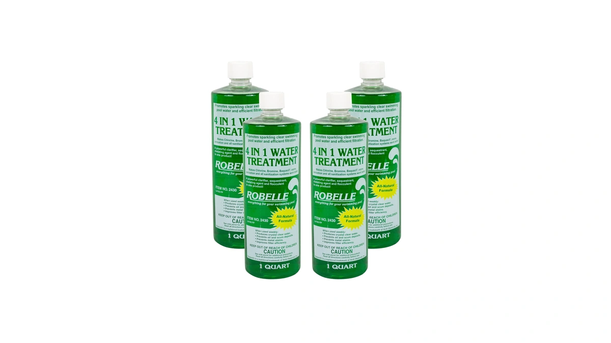 Robelle 1-quart 4-pack Concentrated 4-in-1 Water Treatment, Pool Clarifier, Made