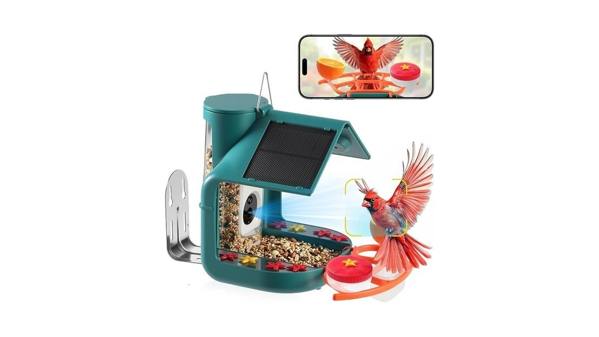 Homepals Smart Bird Feeder With Camera, Dual Solar Panel &