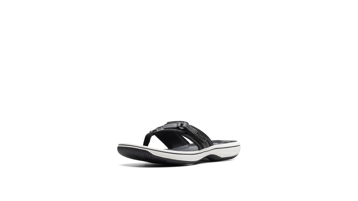 Clarks Women's Breeze Sea Flip-flop, Black Synthetic, 6