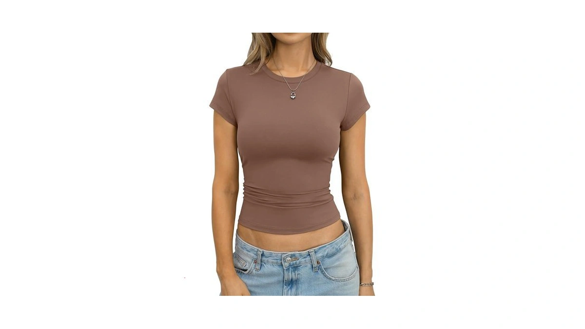 Eachyes Womens Short Sleeve T Shirts Casual Crewneck Crop Tops