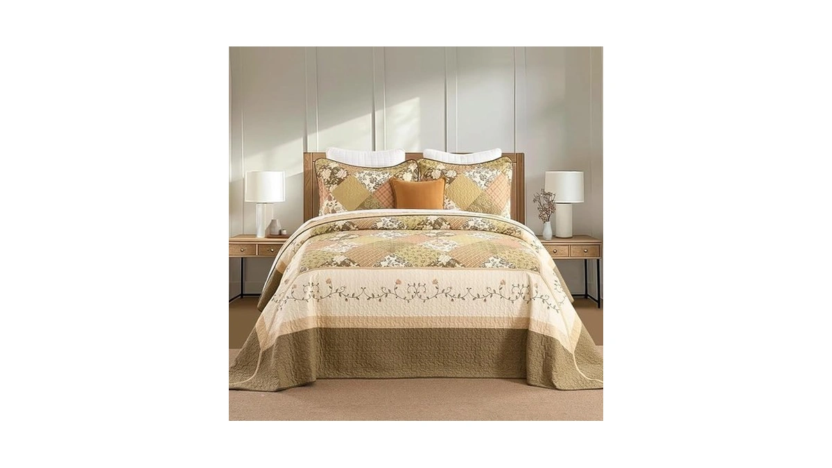 Cozystitch Floral Bedspread 120"x120" Oversized King Bedspread, 100% Cotton California