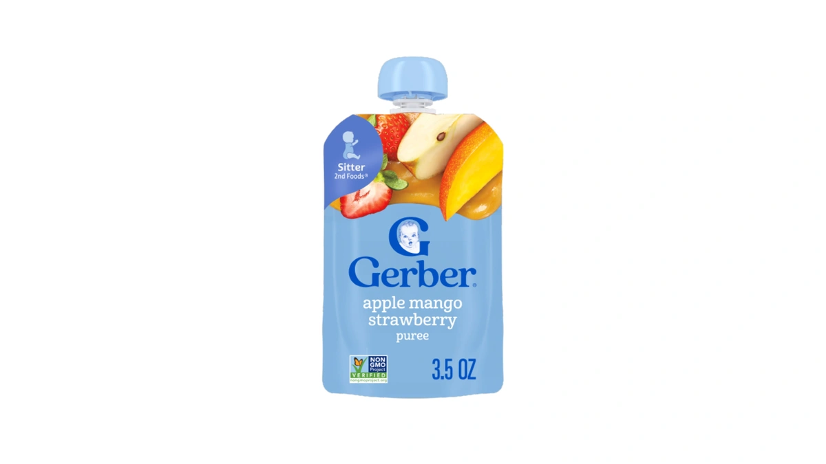 Gerber Stage 2 Baby Food, Apple Mango Strawberry Puree Pouch,