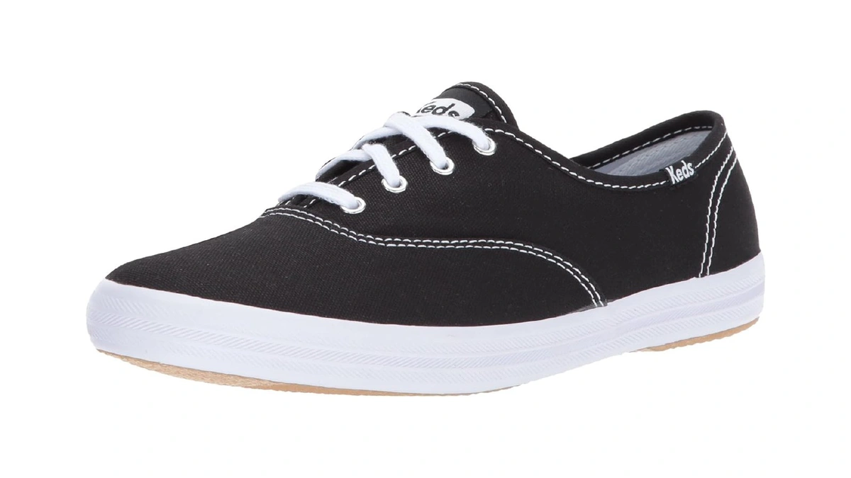Keds Womens Champion Canvas Sneaker, Black, 5.5 Narrow Us