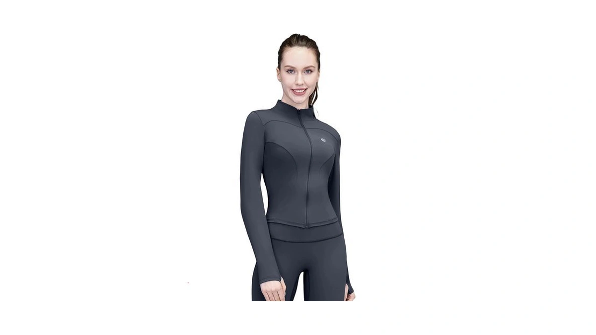 Pobodo Women's Slim Fit Full Zip Yoga Jacket With Thumb